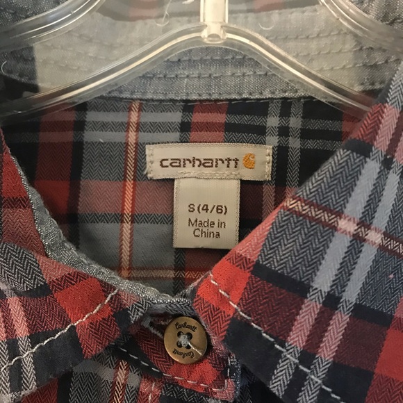 Carhartt Blue and Cranberry Plaid Button Up - Picture 4 of 7